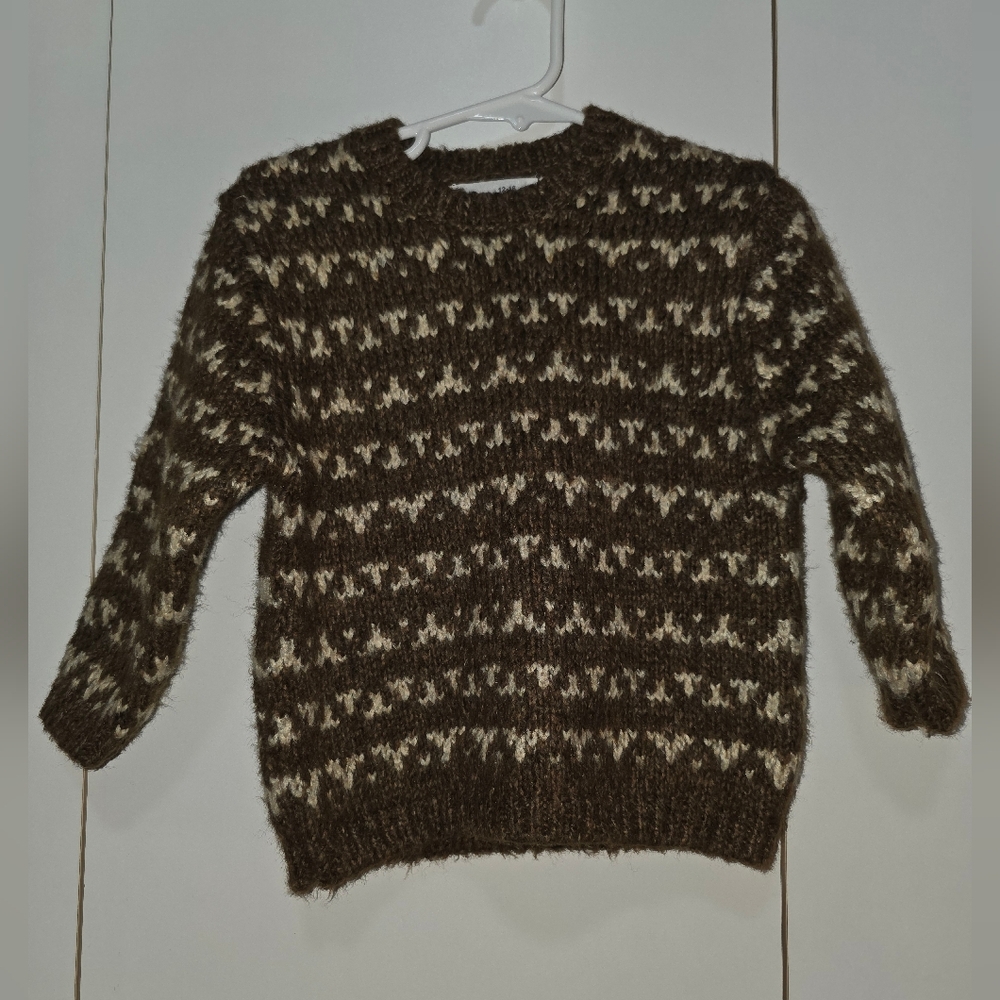 ZARA Brown and Cream Knit Sweater